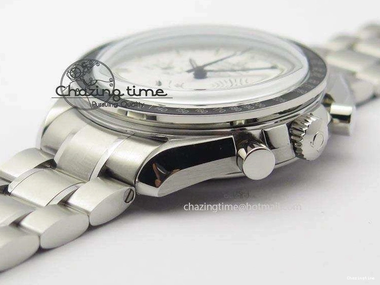0429 Efficient Speedmaster JHF SS Snoopy Award 45th Anniversary White dial On SS Bracelet 8239